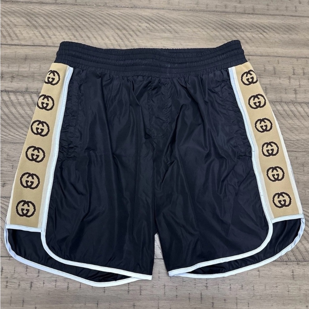 Gucci Athletic Shorts in Black with Tan Details size IT 48 US Medium